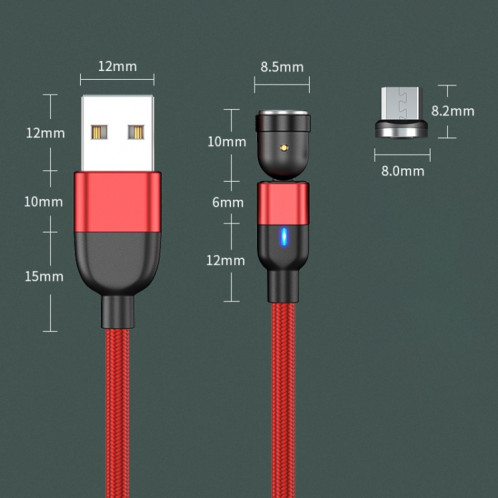 2m 3A Sortie USB vers Micro USB Câble de charge de synchronisation de données magnétique rotatif à 540 degrés (violet) SH850P1362-013