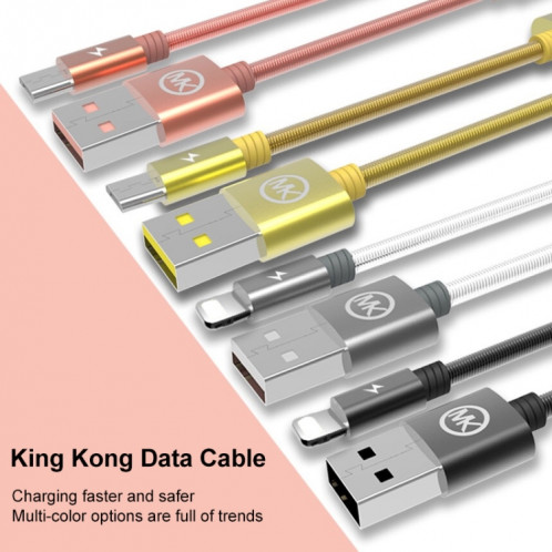 WK WDC-013 2.4A Micro USB Kingkong Fast Chargement Data Câble de données, Longueur: 1M (Rose Gold) SW79RG1539-05