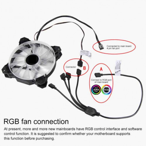 3 broches 5V 1 à 4 Câble d'extension de refroidissement AURA RGB PC pour Asus (Noir) SH375B289-07