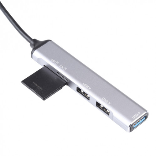 5 en 1 USB 3.0 à SD / TF Card Slot + 3 ports USB 3.0 Ports Multifonctionnel station d'accueil Moyen (argent) SH529S1849-07