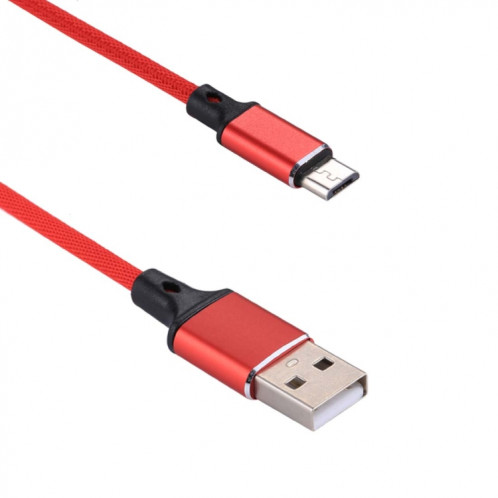 1m 2A Sortie USB vers Micro USB Câble de charge de synchronisation de données de style tissé en nylon, Pour Samsung, Huawei, Xiaomi, HTC, LG, Sony, Lenovo et autres smartphones (rouge) SH621R462-08