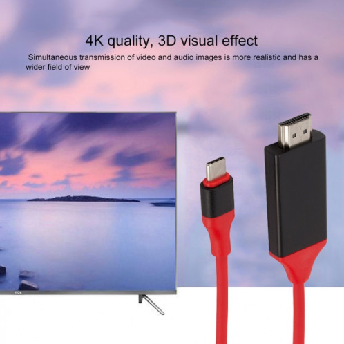 Câble vidéo en plastique USB-C / Type-C 3.1 à 4K HD HDMI, longueur: 2 m SH6726549-07