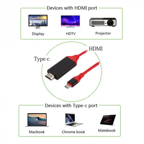 Câble vidéo en plastique USB-C / Type-C 3.1 à 4K HD HDMI, longueur: 2 m SH6726549-07