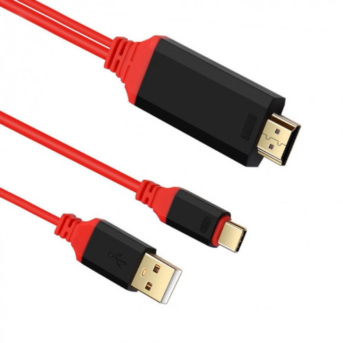 Interface d'alimentation USB-C / Type-C + USB 2 en 1 vers câble vidéo HDMI Ultra HD 4K x 2K, longueur: 2 m SH6727811-06