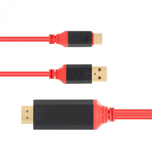 Interface d'alimentation USB-C / Type-C + USB 2 en 1 vers câble vidéo HDMI Ultra HD 4K x 2K, longueur: 2 m SH6727811-06
