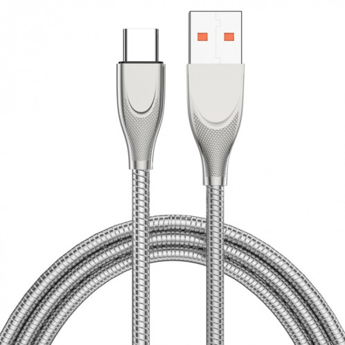 ADC-009 USB à USB-C / Type de carburation du tuyau d'alliage de zinc / Câble de charge de câble: 1m (argent) SH854S861-07