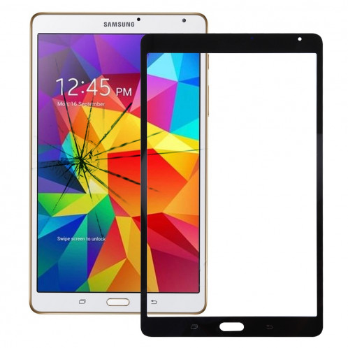 iPartsAcheter pour Samsung Galaxy Tab S 8.4 / T700 lentille extérieure en verre (noir) SI82BL1105-06