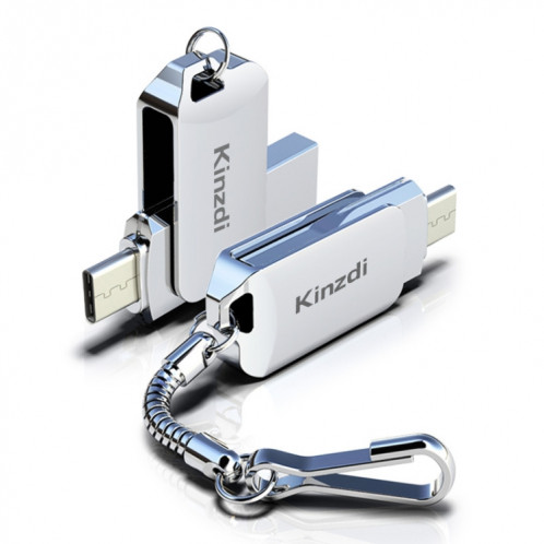 Kinzdi 16 Go USB + Interface Type-C Metal Twister Flash Disk V8 (Argent) SK998S924-07