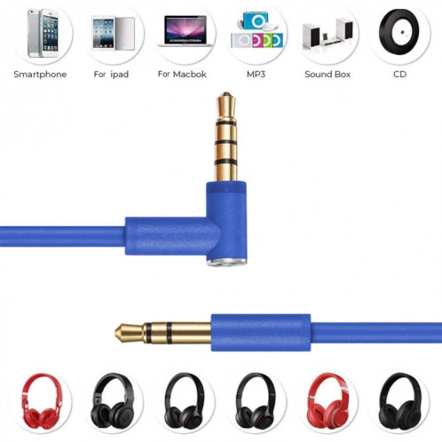 ZS0087 Câble d'écouteur mâle de 3,5 mm à mâle avec micro et câble contrôlé par câble: 1,4 m (bleu) SH045L662-07