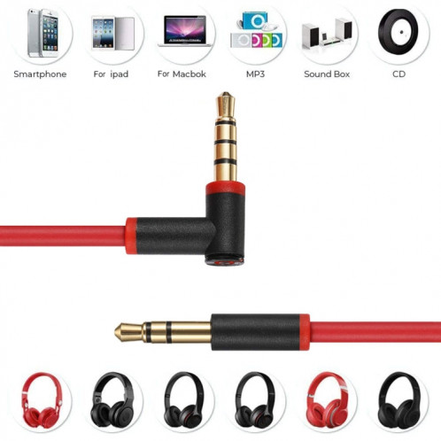 ZS0087 Câble d'écouteur mâle de 3,5 mm à mâle avec micro et câble contrôlé par câble: 1,4 m (noir rouge) SH45RL238-07