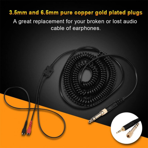 ZS0095 pour Sennheiser HD25 / HD560 / HD540 / HD430 / HD250 Câble de ressort d'écouteur, Durée du câble: 1,5 m-5m SH70461917-07