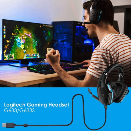 ZS0155 pour Logitech G633 / G633S Casque USB Câble Audio Support Appel / Casque Éclairage, Longueur du câble: 2M SH70761751-07