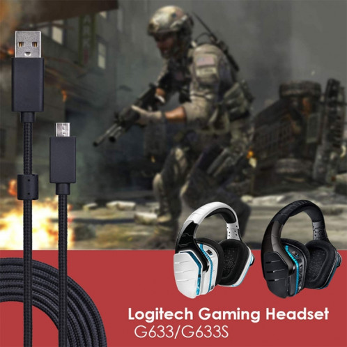 ZS0155 pour Logitech G633 / G633S Casque USB Câble Audio Support Appel / Casque Éclairage, Longueur du câble: 2M SH70761751-07