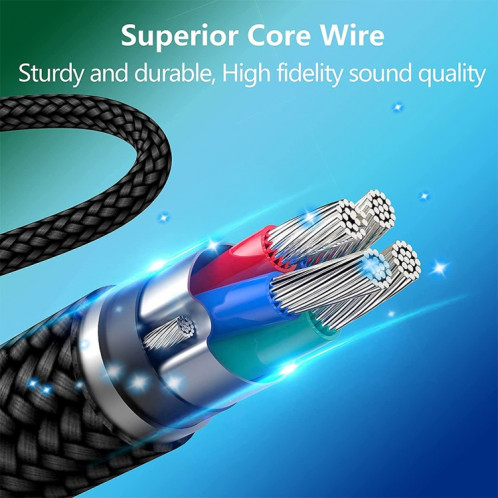 ZS0135 pour SteelSeries Arctis 3/5 / 7 Câble audio d'écouteurs, Durée du câble: 2m (noir) SH082B95-07