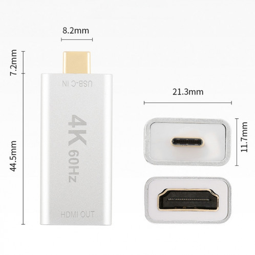 Homme USB-C / Type-C Adaptateur d'alliage d'aluminium-magnésium femelle HDMI (or) SH134J929-07