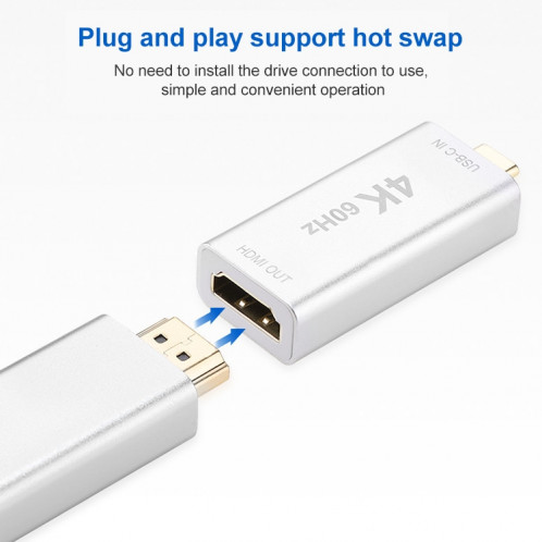 Homme USB-C / Type-C Adaptateur d'alliage d'aluminium-magnésium femelle HDMI (or) SH134J929-07