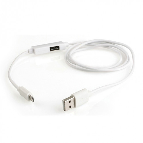 OTG-Y-02 USB 2.0 Mâle vers Micro USB Mâle + USB Femelle Câble de données de charge OTG pour téléphones / tablettes Android avec fonction OTG, longueur: 1,1 m (blanc) SH168W792-07