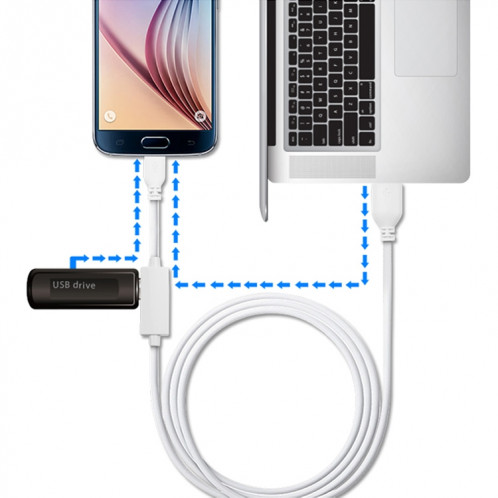 OTG-Y-02 USB 2.0 Mâle vers Micro USB Mâle + USB Femelle Câble de données de charge OTG pour téléphones / tablettes Android avec fonction OTG, longueur: 1,1 m (blanc) SH168W792-07