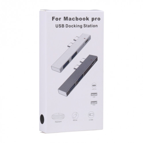 Pour MacBook Pro 819B Adaptateur double USB-C/Type-C mâle vers double USB+USB-C/Type-C femelle (Argent) SH093S410-07