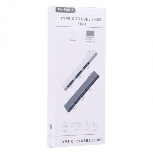 839 Adaptateur USB-C/Type-C mâle vers double USB 2.0 + USB 3.0 femelle (argent) SH094S1473-07