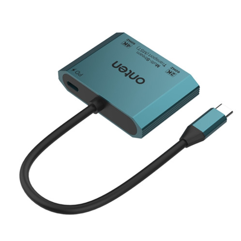 Onten M205 3 en 1 Type-C vers HDMI+VGA+PD Convertisseur Vidéo à Charge Rapide (Vert) SO309G111-07