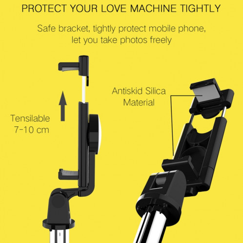 K10 Bluetooth 4.0 Mobile Phone Réglable Bluetooth Selfie Stick Retardateur Pole Trépied (Noir) SH681B509-015