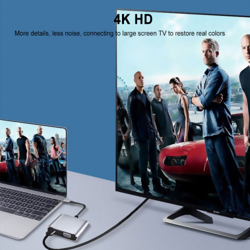 2 en 1 1 USB-C / Type-C multifonctionnel à HDMI + VGA Hub Agking Station SH8977939-07