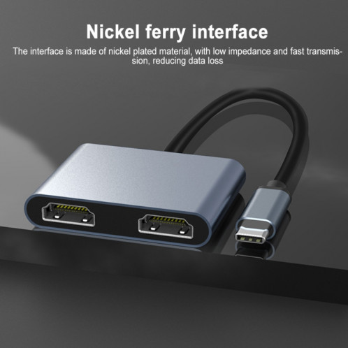 2 en 1 Multifonction USB-C / TYPE-C à double station d'accueil HDMI HUB (gris) SH978H1595-07