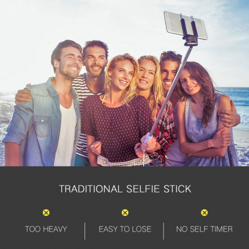 K07 Bluetooth 4.0 Mobile Phone Réglable Bluetooth Selfie Stick Retardateur Pole Trépied (Noir) SH184B1056-013