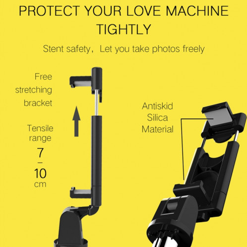 K07 Bluetooth 4.0 Mobile Phone Réglable Bluetooth Selfie Stick Retardateur Pole Trépied (Noir) SH184B1056-013