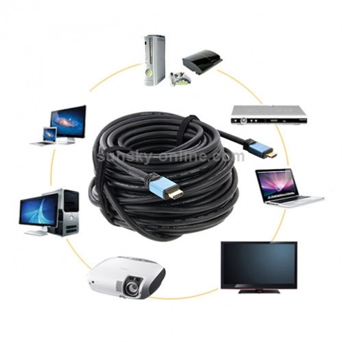 90m 1.4 Version 1080P 3D Câble HDMI & Connecteur & Adaptateur avec amplificateur de signal SH0505704-07