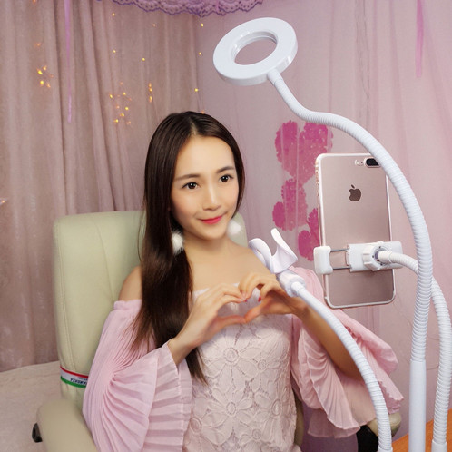 Clip Style support de support de téléphone portable universel Selfie Ring Light avec 3-Color Light Adjustment, pour l'enregistrement en studio, diffusion en direct, Live Show, KTV, etc. (Noir) SH502B1798-07