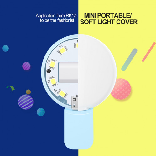 RK17 Mini et portable spectacle de beauté Artefact 3 niveaux de luminosité lumière chaude et blanche de remplissage de lumière avec 9 LED lumière, pour iPhone, Galaxy, Huawei, Xiaomi, LG, HTC et autres téléphones SH074B1760-011