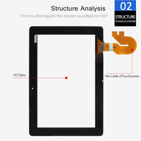 Écran tactile Digitizer pour ASUS Pad MeMO FHD 10 / ME301 / ME302 / ME302C / ME302KL / K005 / 5449N / K00A (noir) SH874B1240-06