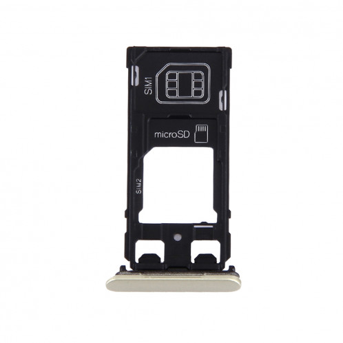 iPartsAcheter pour Sony Xperia X (Dual SIM Version) Plateau de carte SIM + Micro SD / Carte SIM Bac + Emplacement de carte Plug Dust Plug (Lime Gold) SI200J1294-04