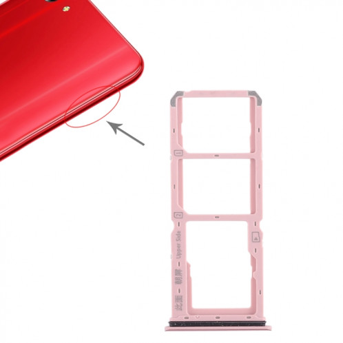 Pour Vivo Y83 2 x plateau de carte SIM + plateau de carte Micro SD (rouge) SH446R1724-05