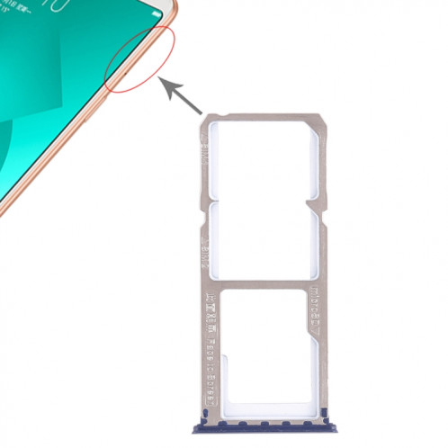 Pour OPPO A83 2 x plateau de carte SIM + plateau de carte Micro SD (bleu) SH464L32-05