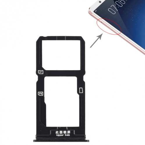 Pour Vivo X20 Plateau de carte SIM + Plateau de carte SIM / Plateau de carte Micro SD (Noir) SH468B1252-05