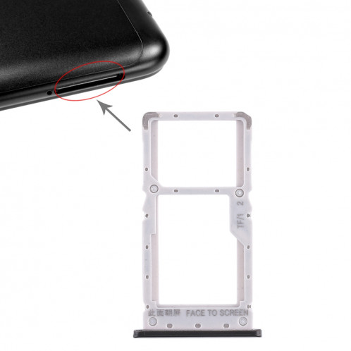 Plateau pour carte SIM + Plateau pour carte SIM / Plateau pour carte Micro SD pour Xiaomi Redmi Note 6 Pro (Noir) SH469B1436-05