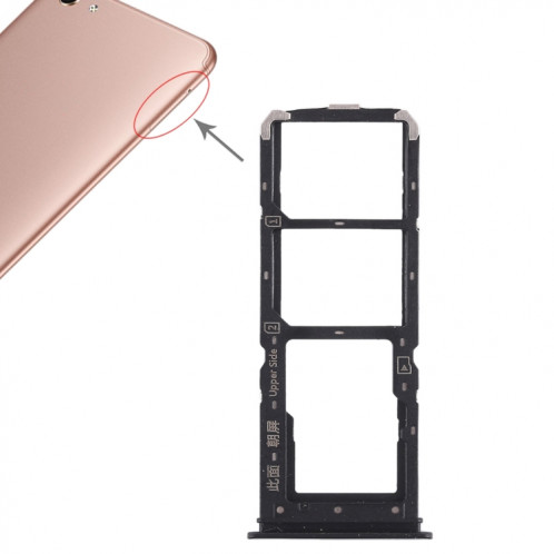 Pour Vivo Y71 2 x plateau de carte SIM + plateau de carte Micro SD (noir) SH477B74-05