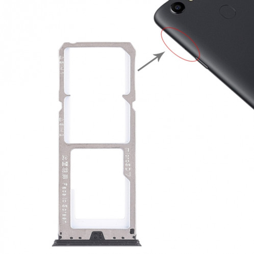 Pour OPPO A73 / F5 2 x plateau de carte SIM + plateau de carte Micro SD (noir) SH487B953-05