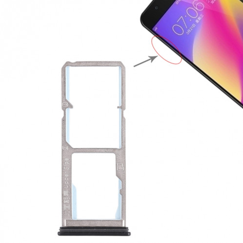 Pour Vivo Y69 2 x plateau de carte SIM + plateau de carte Micro SD (noir) SH490B1124-05