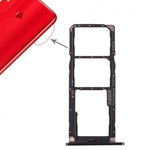 2 x Plateau pour carte SIM / Plateau pour carte Micro SD pour Huawei Honor 8X Max (Noir) SH494B1728-05