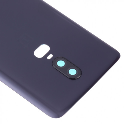 Pour OnePlus 6 Coque arrière de batterie givrée avec objectif d'appareil photo (noir) SH43BL1192-06