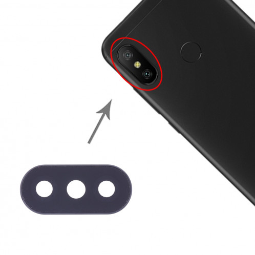 Cache-objectif d'appareil photo pour Xiaomi Redmi 6 Pro / MI A2 Lite (noir) SH381B1687-05