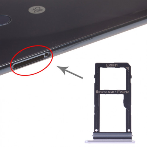 Plateau de carte SIM + plateau de carte SIM / plateau de carte Micro SD pour LG V30 VS996 LS998U H933 LS998U (argent) SH394S456-05