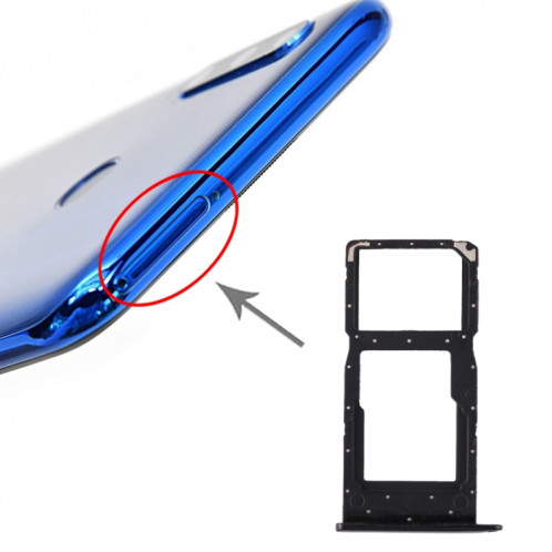 Plateau pour carte SIM + plateau pour carte SIM / plateau pour carte Micro SD pour Huawei Honor 20i (noir) SH638B1498-05