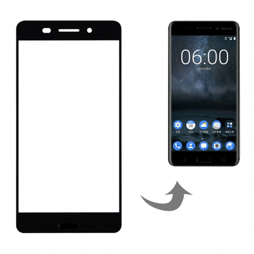 iPartsAcheter pour Nokia 6 Lentille extérieure en verre (noir) SI82BL175-07