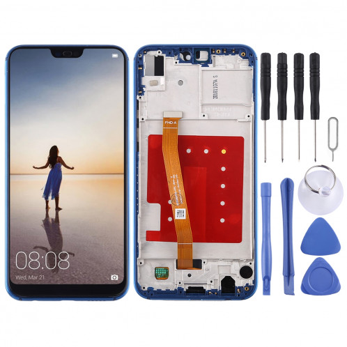 Ecran LCD et Assembleur Complet Digitaliseur avec Cadre pour Huawei P20 Lite / Nova 3e (Bleu) SH75LL1494-06