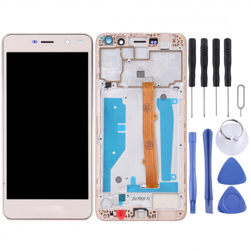 Ecran LCD et assemblée complète de numériseur avec cadre pour Huawei Y5 (2017) (Or) SH47JL1787-06